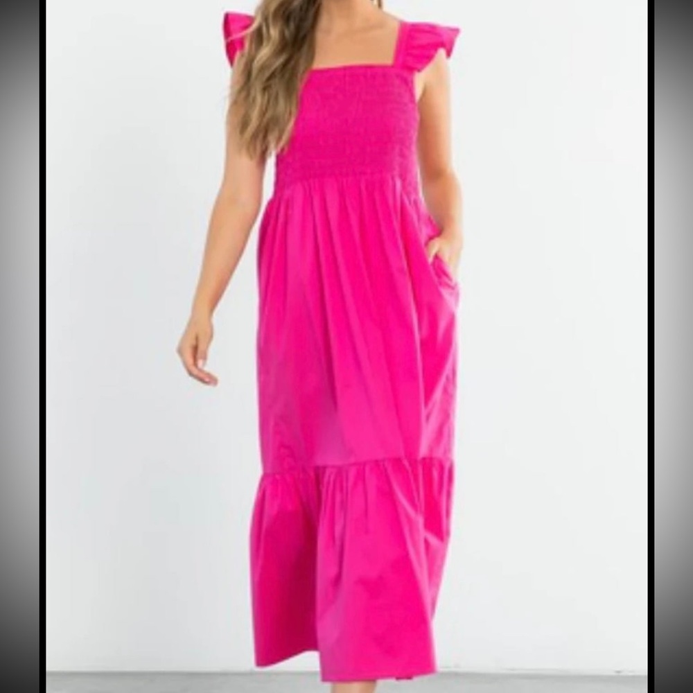 New with tags from THML. Pink smocked top dress. Gorgeous! Multiple sizes